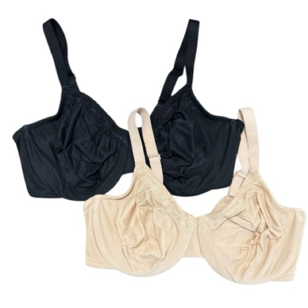 Wacoal 40DD Minimalist Bras Set of 2 Black Nude 855213 Gently Used No Stains